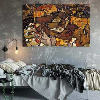 

Expressionism Egon Schiele Poster Print Impressionist Wall Art Austrian Building Canvas Painting Landscape Picture Decoration