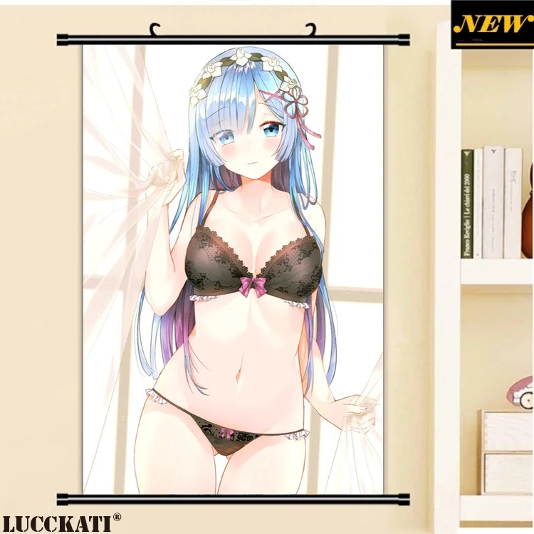 40X60 см Re Zero Re: Zero Kara Hajimeru Isekai Seikatsu Rezero Rem Сексуальная лоли, нарисованная аниме прокрутка, холст, постер