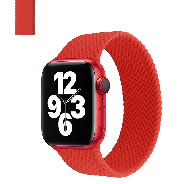 Solo Loop for Apple Watch Strap 44mm 40mm 45mm 41mm 38mm 42mm Elastic Silicone Watchband Bracelet iWatch Serie 7 654321 SE Band Red