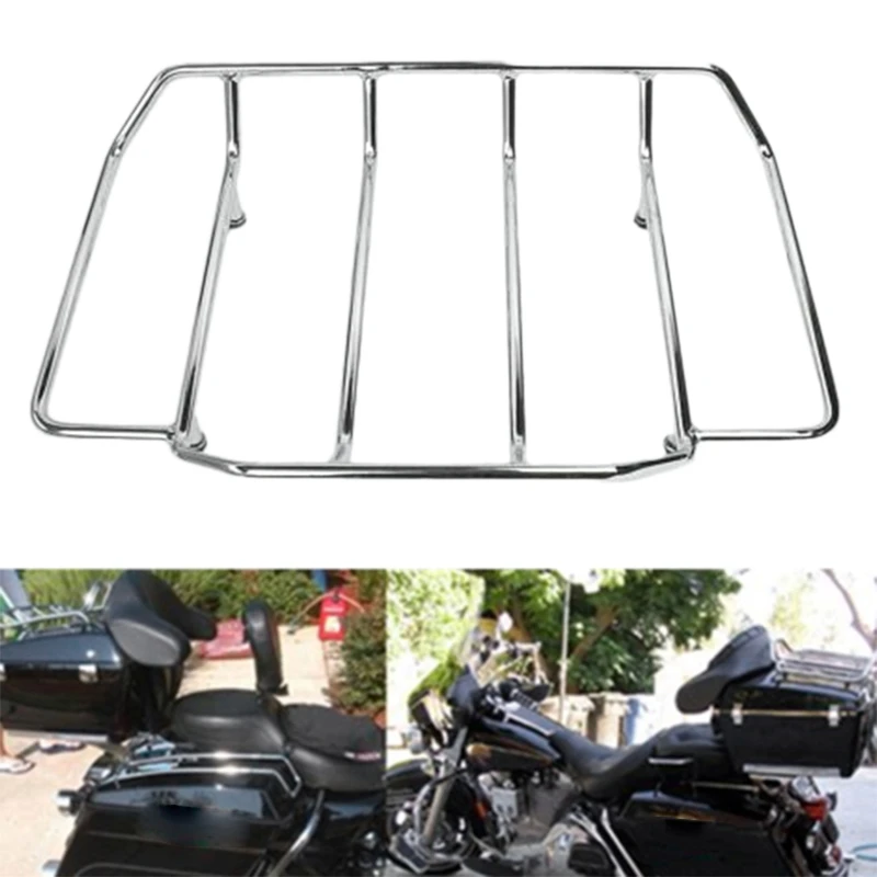 

Chrome Tour Pak Pack Luggage Top Rack Trunk for Harley Touring Road Street