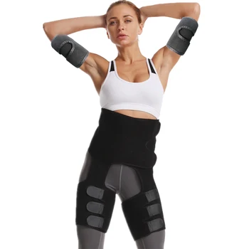 

Belt Black Sweat Arm Sleeve Belly Belt Sports Suit 1 Set 3 Pieces Yoga Body Shaping Slimming Waist Belt Black XL