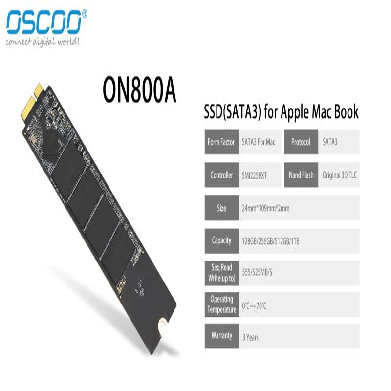 Твердотельный накопитель Oscoo 3D TLC SSD SATA3 120 ГБ 256 500 Гб ТБ для Macbook 2010 2011 A1369 A1370 Apple macbook
