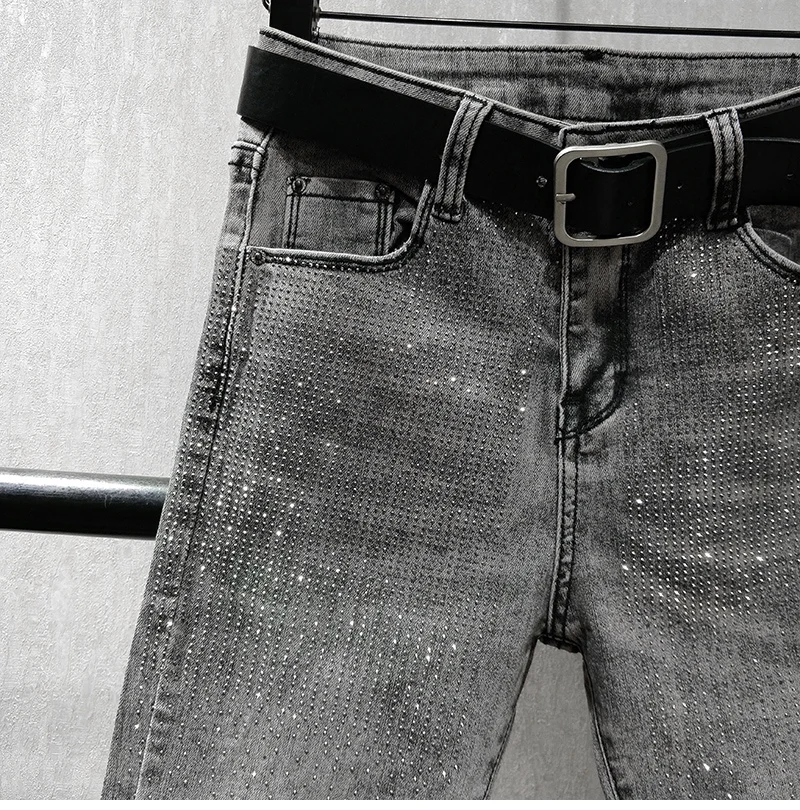 Европейские обтягивающие брюки с высокой талией Новые осенние женские брюки-карандаш с перфорацией джинсы с 9 точками женские уличные серые джинсы