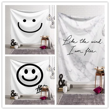 

3D Print Tapestry Wall Hanging White black Wall Cloth For Living Room Retangle Wall Art 150x130cm 200x130cm Smile Print