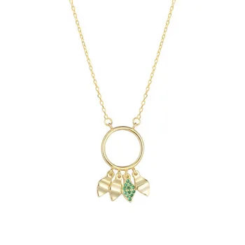 

Hot Sale Green Cubic Zircon Stone Pendant Necklaces For Women Statement Korean Geometric Gold Necklace Party Gifts Jewelry