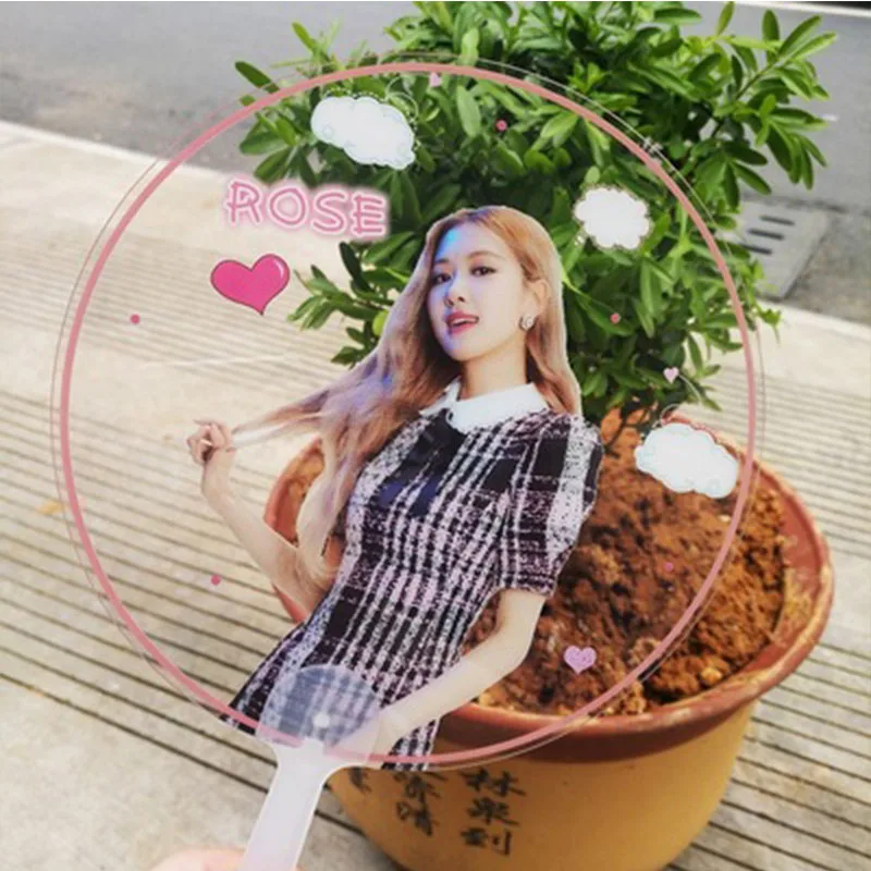 KPOP BlackPink New Album Kill This Love PVC Transparent Round Fans Summer Gift Party Decoration JISOO LISA JENNIE LXX191 - Цвет: ROSE