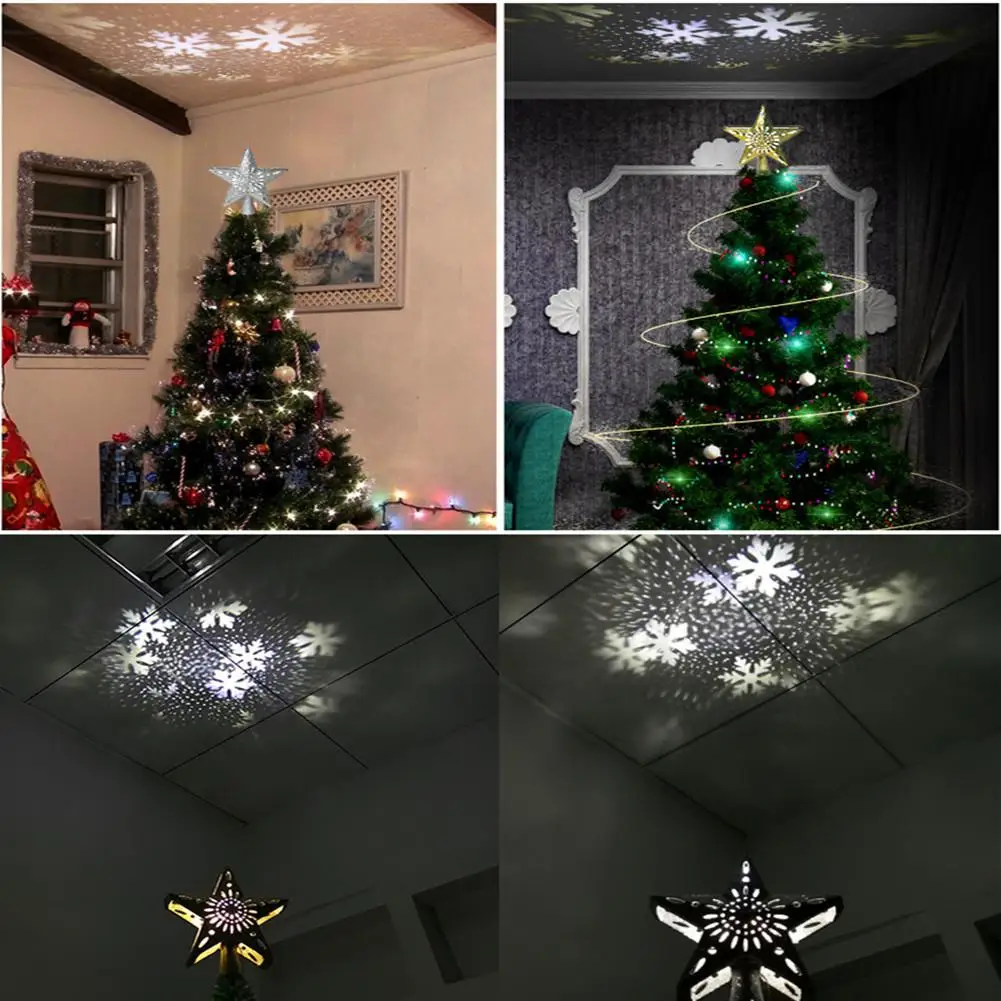 

DishyKooker LED 3D Twinkling Star Shape Projector Light Christmas Tree Pendant Party Decor Silver Color