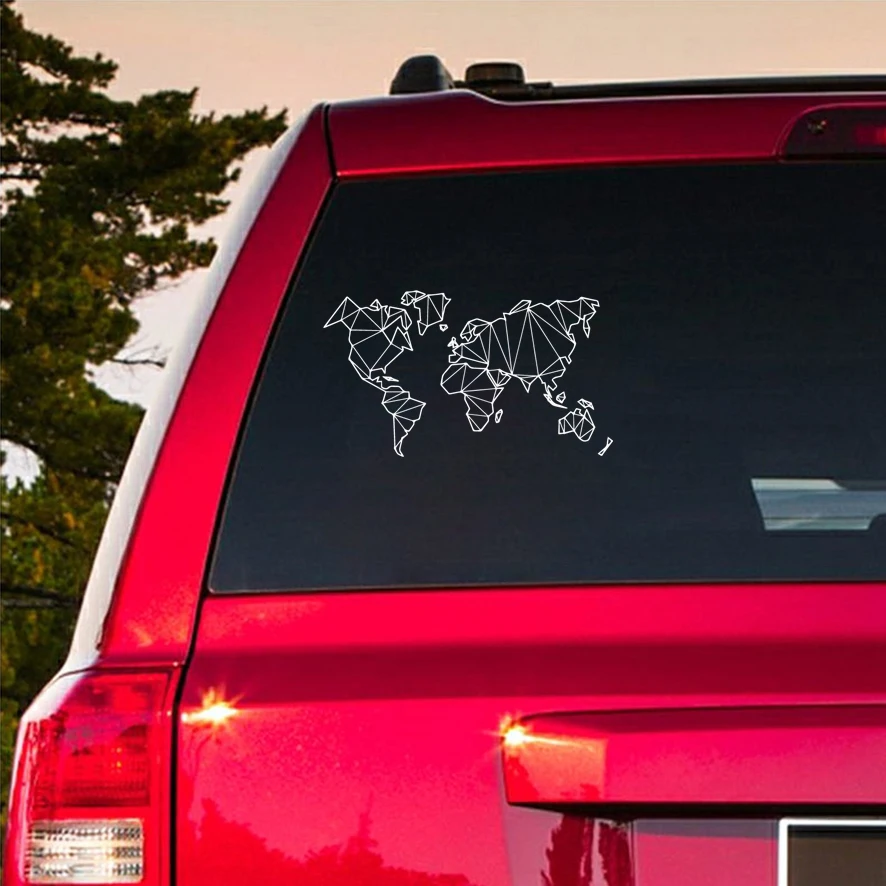 

Geometric world map Stickers On The Car Creative Auto Decorative Decals Car Door Handle Vinyl Car Body Decals