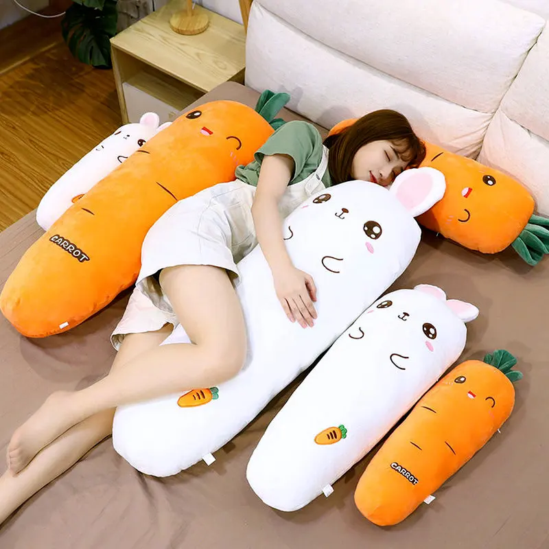 1.1M 긴 직사각형 당근 토끼 플러시 베개 부드러운 침대 임신 핀치 다리 베개 잠자는 남자 친구 베개 선물을 던져