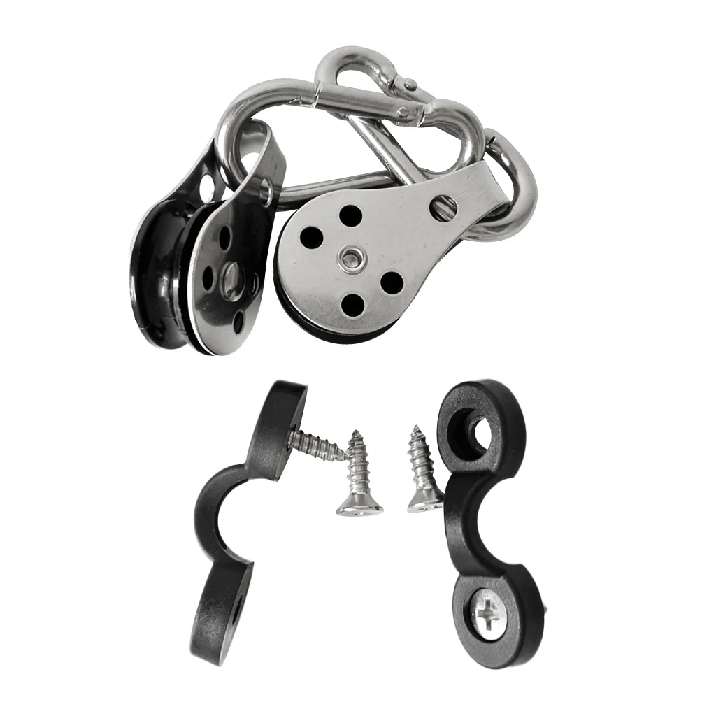 12Pcs Kayak Canoe Boat Trolley Kit Pad Eye Paddle Clip Holder Mount Pulley