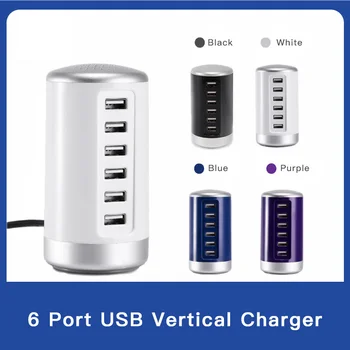 

6 Port USB Charger HUB LED Display Multi USB Rapid Tower Charging Station Dock Universal Mobile Phone Desktop Wall Home US Plug