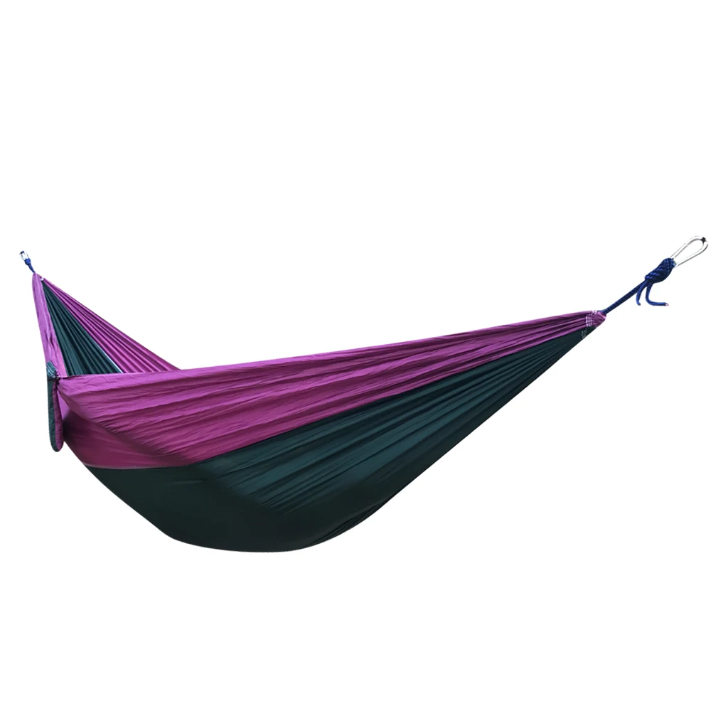 Double Person Portable Parachute Nylon Travel Camping Hammock with Climbing Rope & Carabiner 8.86 x 4.6 ft