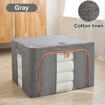 

Large Capacity Folding Steel Framework Closet Cotton Linen With Transparent Window Zipper Clothes Storage Box Wardrobe Sweater