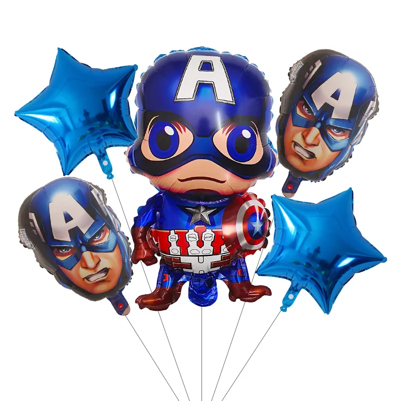 5 Pcs Spiderman Ballonnen Set Avenger Superhero Captain America Lucht Globos Verjaardagsfeestje Decoraties Kids Geschenken Baby Shower Speelgoed