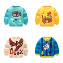Одежда для маленьких мальчиков, толстовки с капюшоном, топы с рисунками животных, хлопковый свитер с длинными рукавами, Детская футболка, одежда