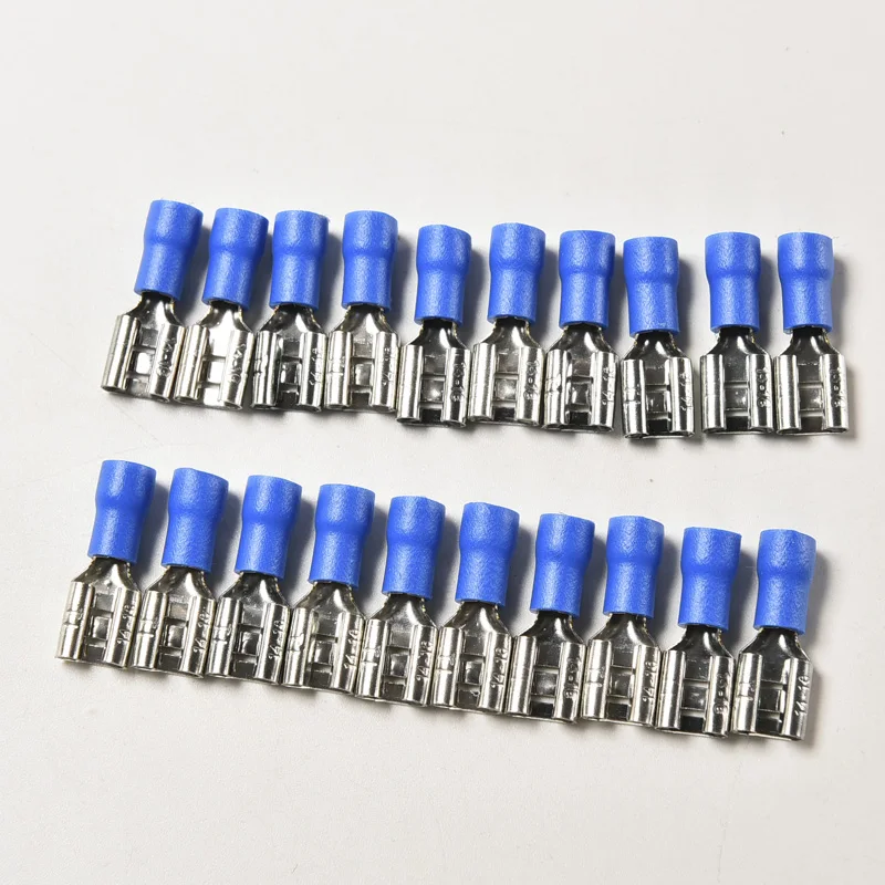 

20PCS 14-16AWG Female Insulated Spade Electrical Crimp Wire Cable Connectors Kits Terminals Blue