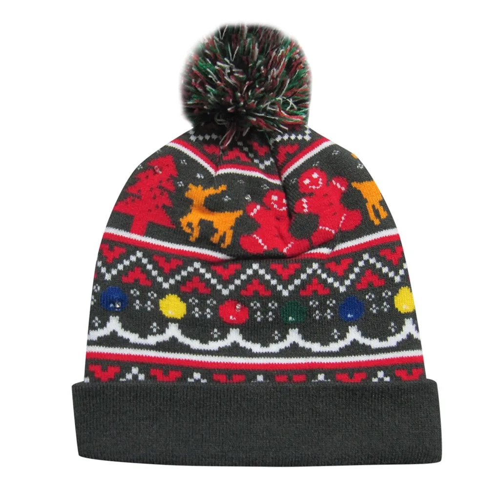 Светодиодный Рождественский головной убор, Шапка-бини, Рождественский Санта-светильник, вязаная шапка для детей, взрослых, для детей, взрослых, шапка для рождественской вечеринки