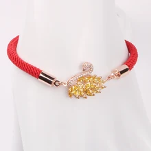 Красочные циркониевые Лебеди красная линия браслеты женские красные веревки ручной работы Лебедь серебряный браслет год подарок для семьи