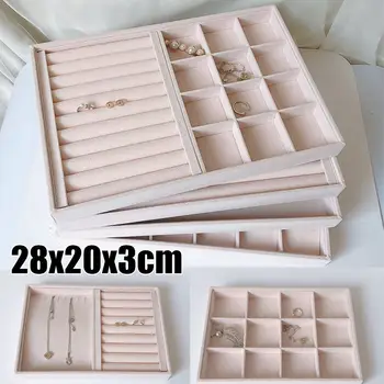

Pink Jewelry Ring Display Tray Velvet Organizer Case Holder Necklace Earrings Bangle Storage Box Showcase Jewelry Stand Holder