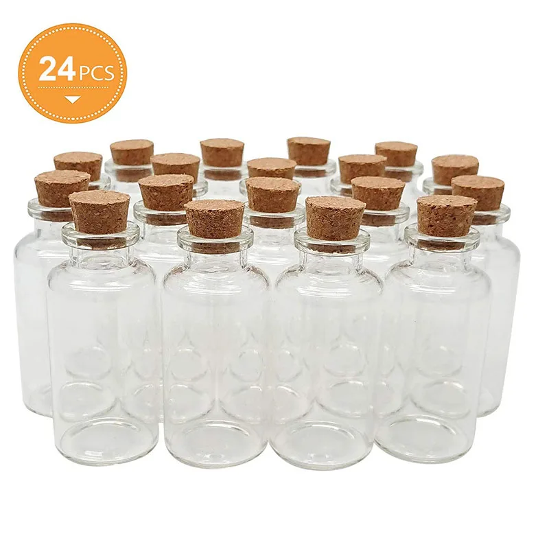30 mL Cork Stopper Glass Bottles Clear Glass Bottles 30 PcsRefillable