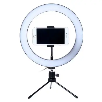 

Photography LED Selfie Ring Light 26CM Dimmable Camera Phone Ring Lamp 10inch With Table Tripods For Makeup Video Live Studio