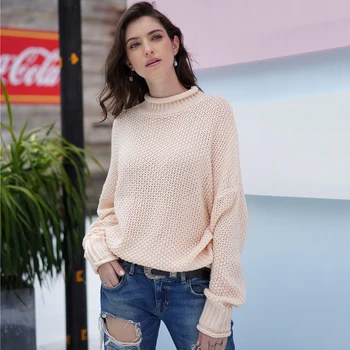 

Siskakia Plus Size loose High Neck Sweater Pullovers Turtleneck Knitted Sweaters Long Sleeve Autumn 2019 Fishing net KnitWears
