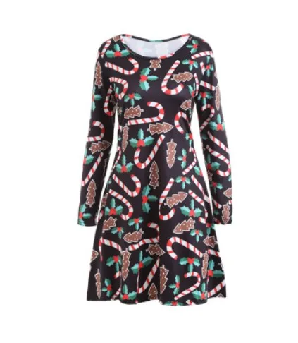

Christmas dress Factory direct salesSlim dress, printed dress, long sleeve dress