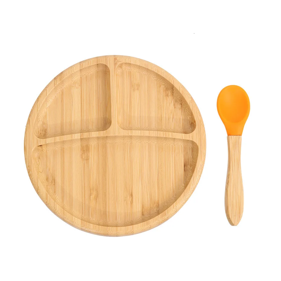 Миска на присоске из бамбука и силикона, детская Тарелка на присоске, деревянная посуда для кормления животных, детская миска, миска для кормления ребенка
