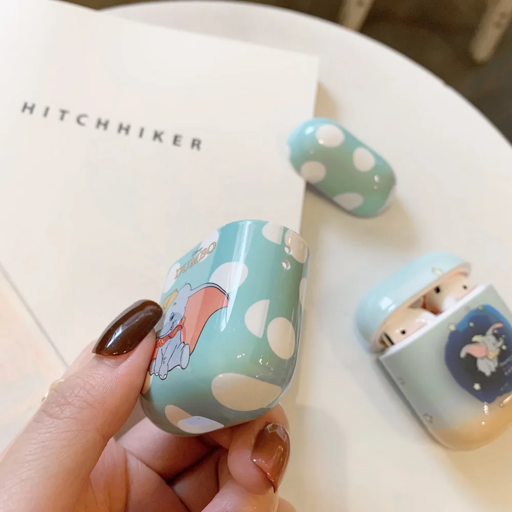 Милый kawaii DUMBO Маленький слон чехол для Airpods прекрасный мультфильм изображение идеальный дизайн Apple Airpods2 Bluetooth наушники чехол