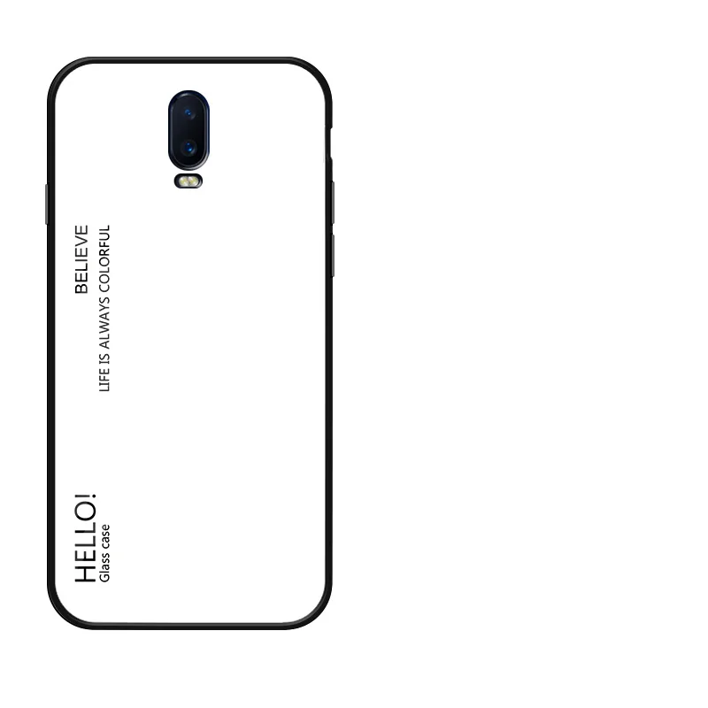 Белый Модный градиентный стеклянный чехол для телефона Oneplus 6 A6000, силиконовый бампер с полной защитой для One Plus 1+ 6 T, задняя крышка для телефона - Цвет: Белый