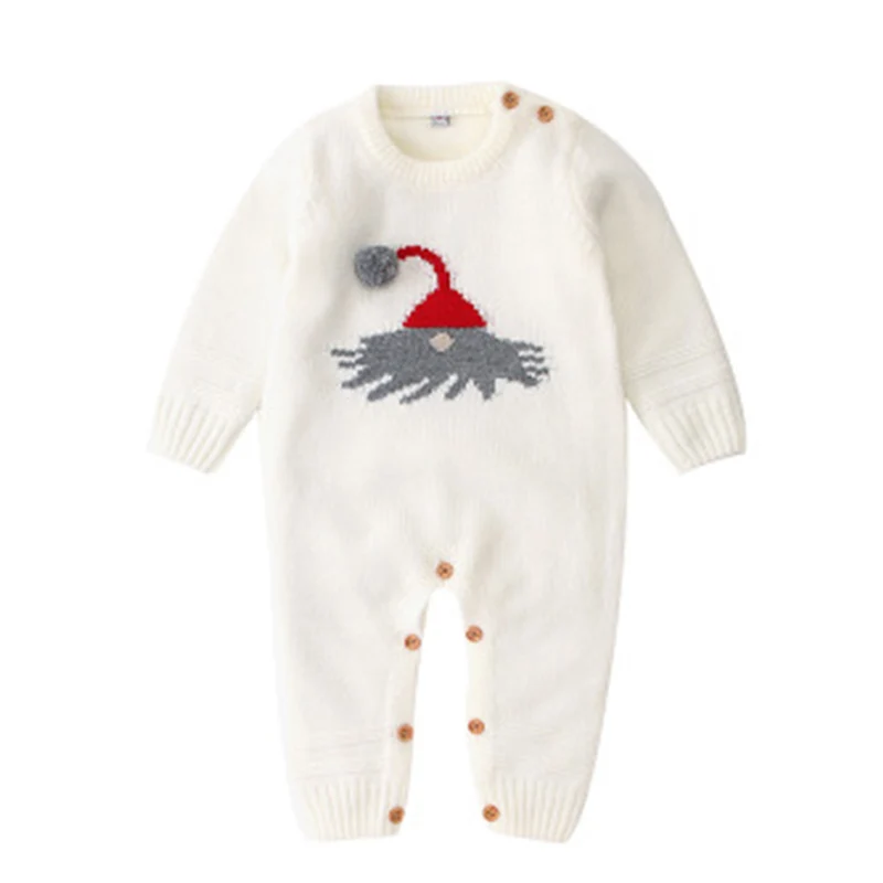 Рождественский свитер детская одежда на осень, Рождественская одежда с длинным рукавом, с изображением "Олень" комбинезон с сеткой комбинезон для младенцев мальчиков девочек - Цвет: 82W427	white