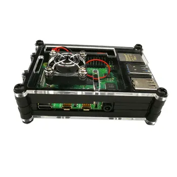 

For Raspberry Pi 4 Model B 9 Acrylic Case Black Professional Box For Raspberry Pi 4 Model B With Cooler Fan