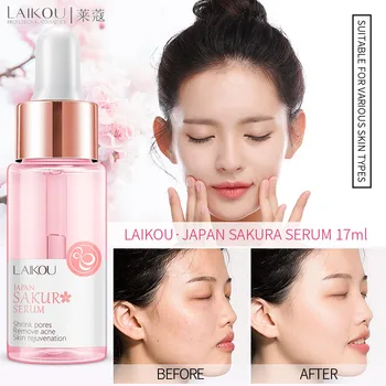 

LAIKOU Sakura Face Serum Shrink Pores Remove Acne Liquid Moisturizing Face Brighten Moisturizing Cherry Hyaluronatic Face Essenc