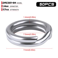 PROBEROS Stainless Steel Fishing Connector Rings - 50pcs Silver Split Rings for Bait and Tackle Accessories (Inner diameter 7.5MM)