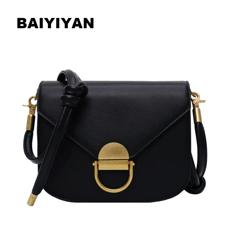 

New Fashion Women's PU Leather Solid Crossbody Bag Ladies Shoulder Bag Small Saddle Handbag