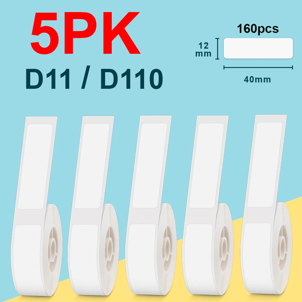 5PK Niimbot D11 печать этикеток наклейка Водонепроницаемая D110 белая термоэтикетка 12*40