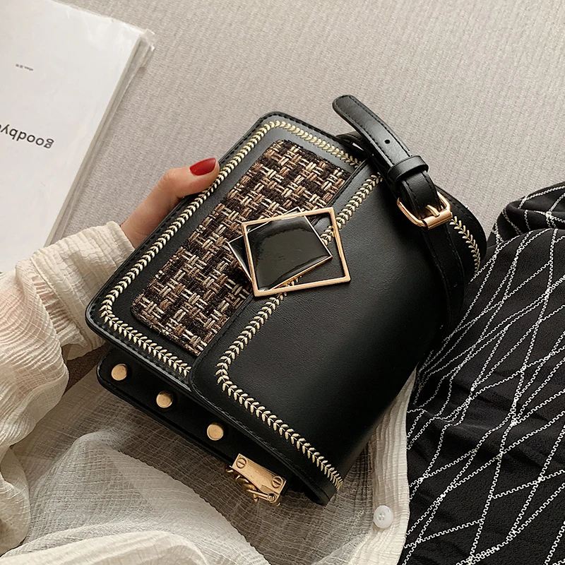 

Louis Brand Leather Weave Crossbody Bags for Women 2020 Fall Chain Shoulder Messenger Bag Female Chain Luxury Handbag and Purses
