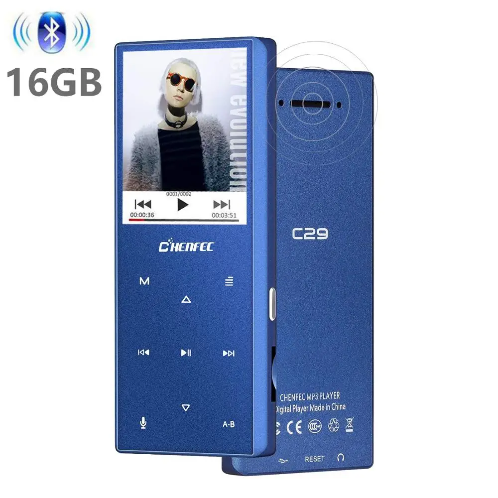 MP4 Player with Bluetooth4.2 HI-FI Lossless Sound Music Metal Body Built-in Speaker FM Support SD card up to 128G | Электроника