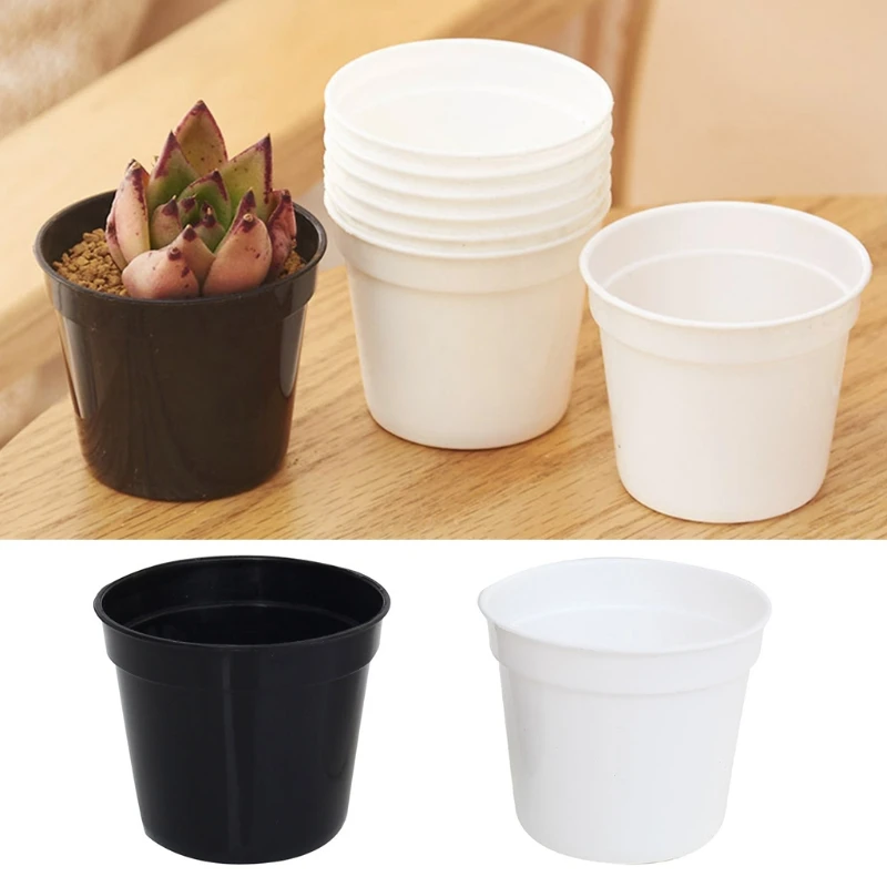G32A 10 Pcs Mini Plastic Round Flower Pot Indoor Plant Pots Drainage Minimalist White/Black Home Decor Flower Gardening Pots for flower pot hydroponic flower pot plant pot