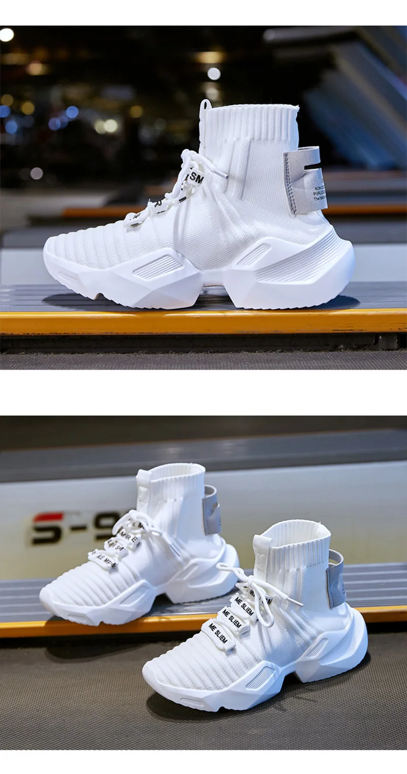 white chunky high top sneakers