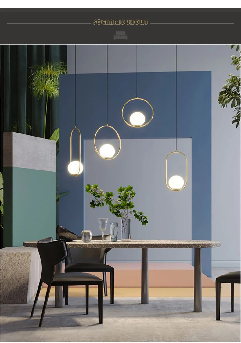 H929478d77b7945ac84e8dd54ef16bdd2C Nordic Glass Ball Pendant Lights Modern LED Hanging Lamp for Living Room Brass/Black/Chrome Pendant Lamp