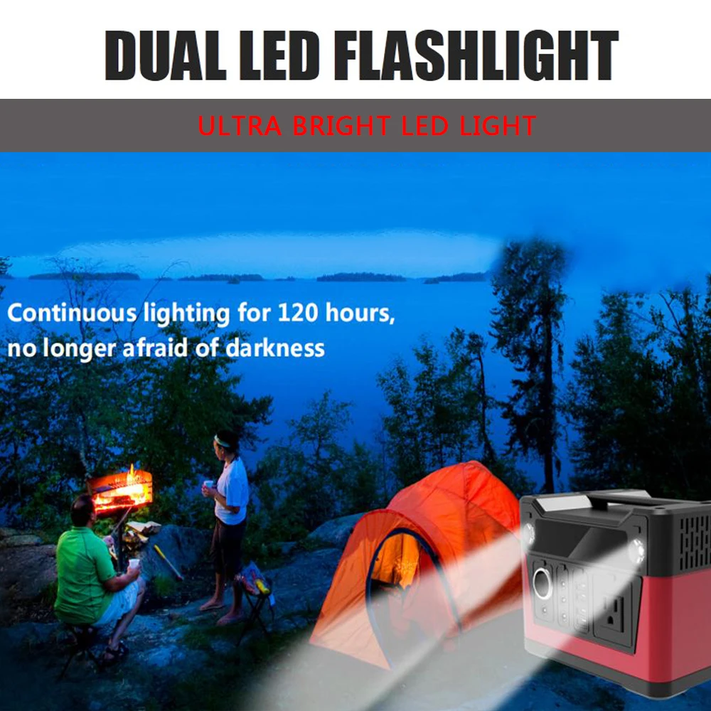 US $358.00 Portable Power Station DC12V24V Output Solar Generator Portable Power Bank With USB QC For Emergency Outdoor Power Supply