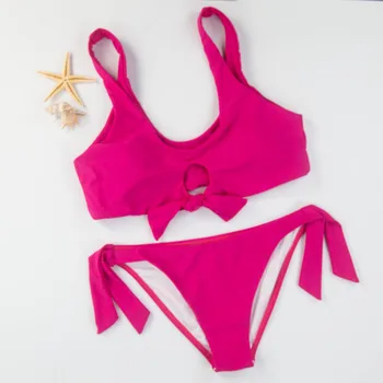 

Lady's Fuchsia pink yellow Bikini set Wome's Swimsuit Holiday Beachwear Swimwear Women Plus size XXL Bathing suit Swimming suit