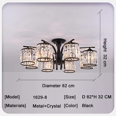 8 Light Современная хрустальная люстра для гостиной люстры для украшения кристаллов Подвески и люстры Домашнее освещение лампа для дома - Цвет абажура: 8 Light