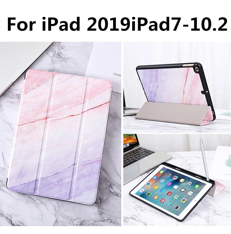 Чехол для iPad 7 с ручкой и слотом для ручки 10,2 дюймов Apple tablet 7th gen Ультратонкий силиконовый мягкий чехол все включено анти-падение тонкий leat - Цвет: Бежевый