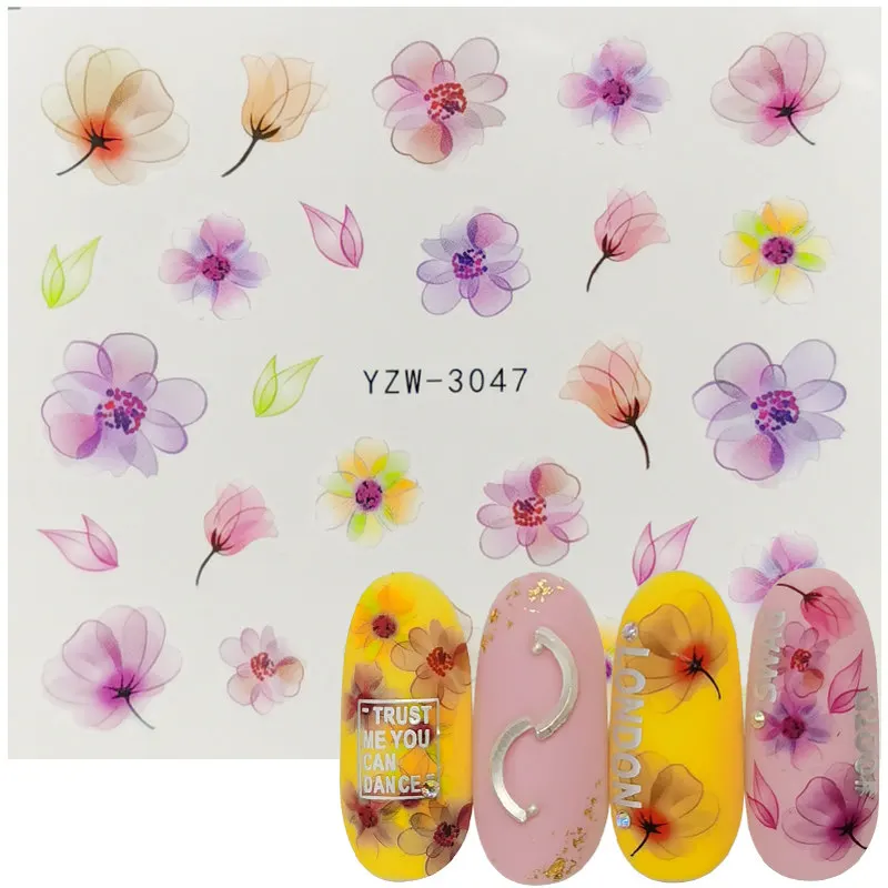 1 Sheet 3D Embossed Nail Sticker Flower Adhesive DIY Manicure Water Transfer Slider Art Tips Decorations Decals | Красота и здоровье