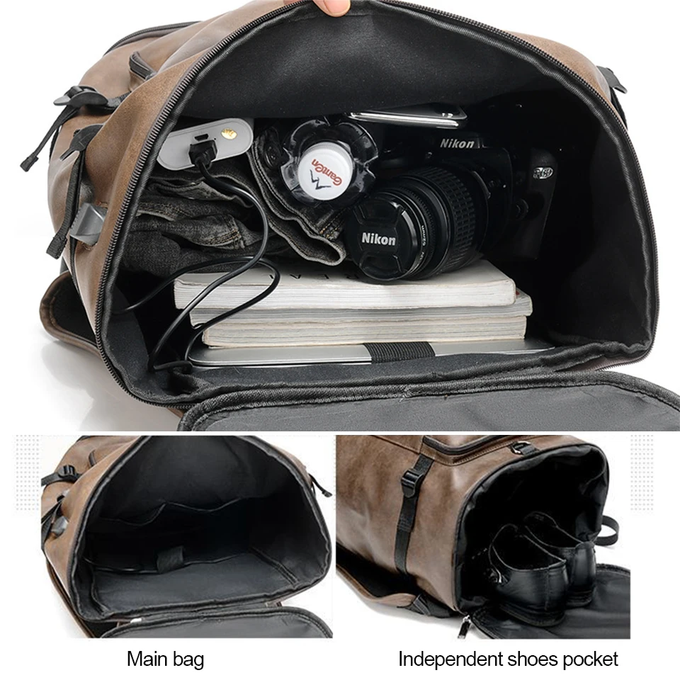 Рюкзак для ноутбука 17 дюймов 15,6 модные рюкзаки из искусственной кожи для мужчин и женщин рюкзак противоугонные водонепроницаемые повседневные зарядные устройства USB сумка