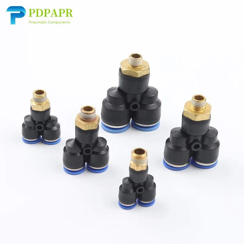 

PX Y shape Tee Air Pneumatic fittings 4 6 8 10 12mm OD Hose quick Connector Male thread M5" 1/8" 1/4" 3/8" 1/2" bsp coupler