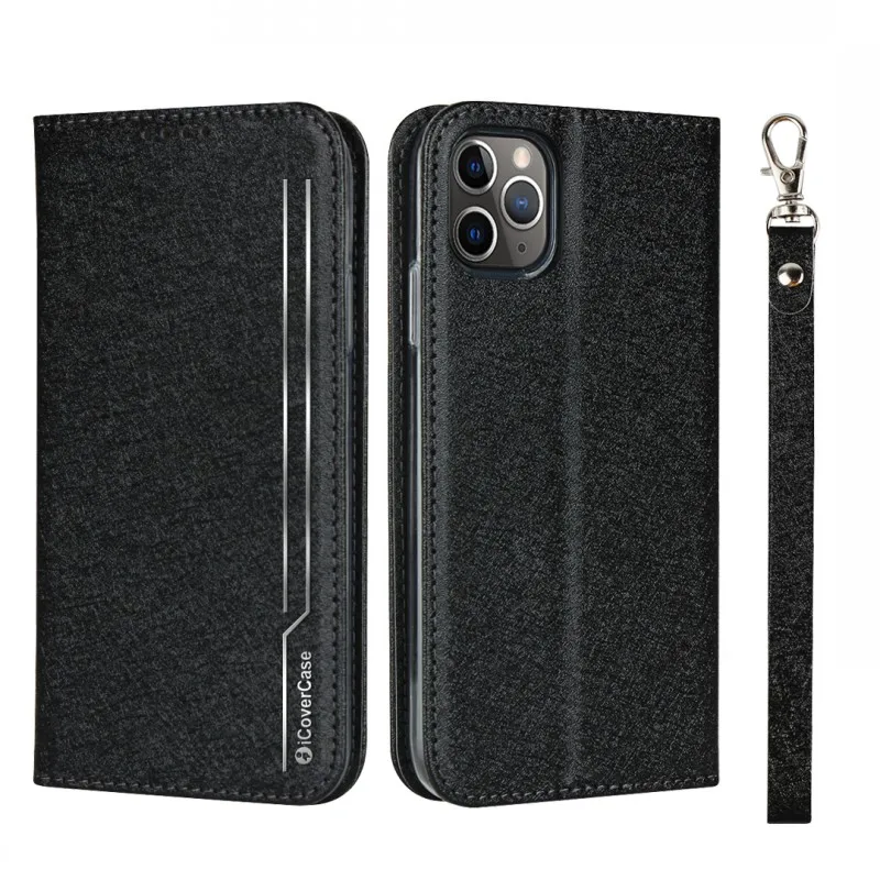Магнитный кожаный флип чехол iCoverCase для iPhone 7 Plus телефонный 11 Pro 5 5s SE 2020 SE2 6 6s 8 X XR XS Max