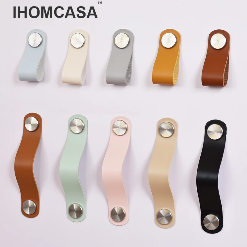 Furniture Handles, Kitchen Door Handles, 32 Colors, Nordic, Gold, Wardrobe Cupboard Drawer Cabinet Knobs, Artificial Leather